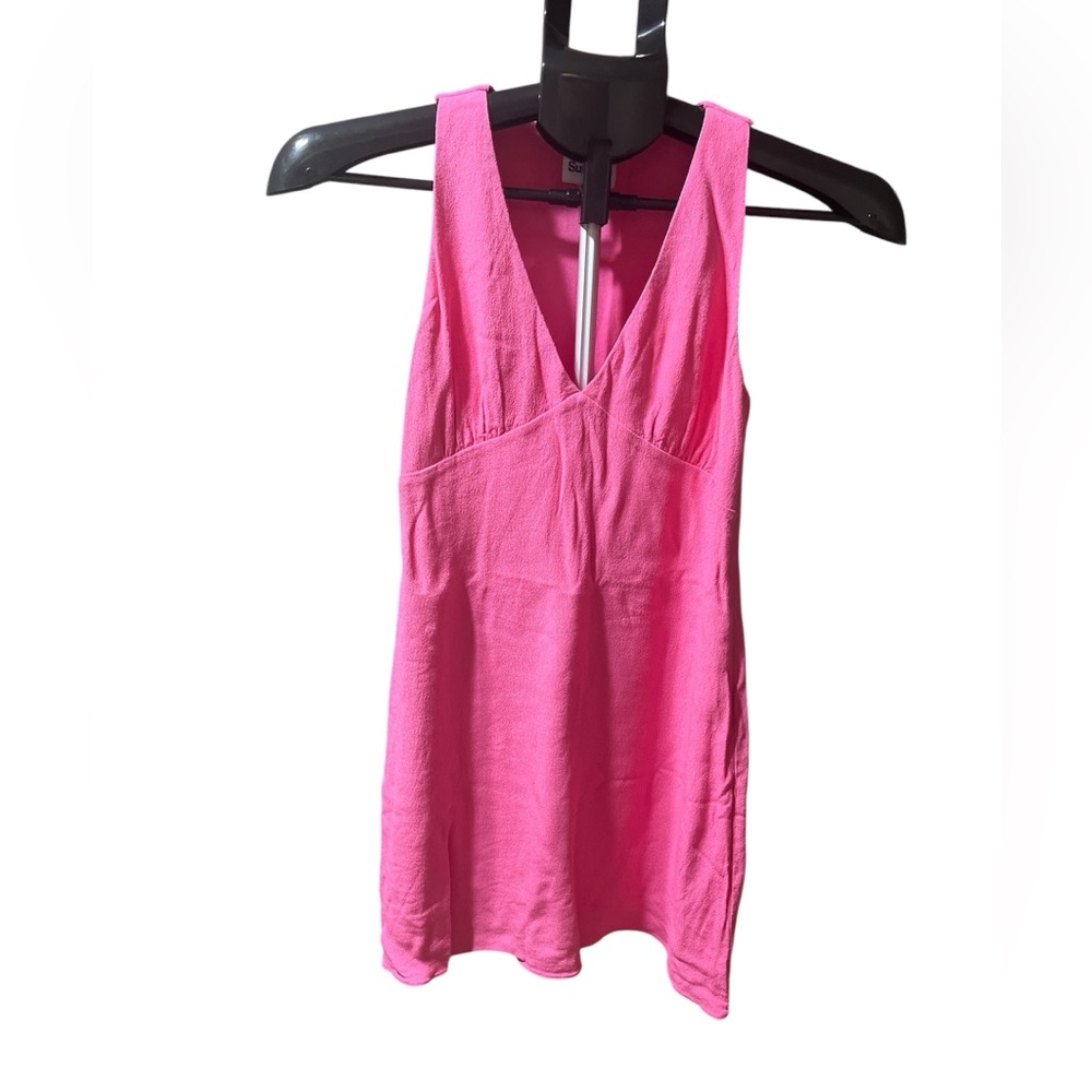 Vibrant Pink Sleeveless Mini Dress